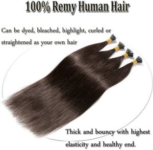 Keratin I-Tips Hair Extensions | 100% Remy Human Hair | Natural Black | 16''-30'' | 100 Strands