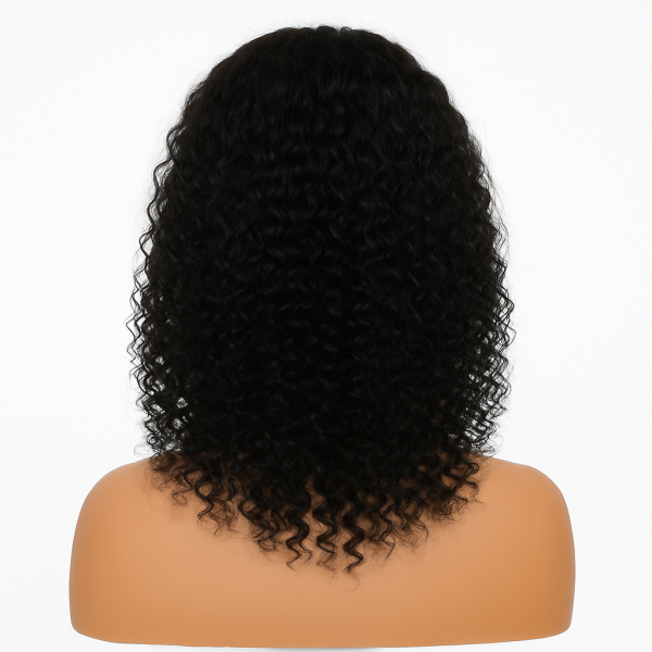 16 Inch Curly Human Hair Wig – 4x4 Swiss Lace Closure, Glueless, Natural Black – CABELLO WIGS - Image 4