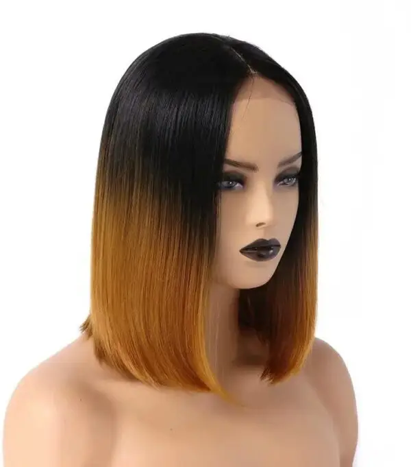 Closure Wig for Women & Girls | 100% Human Hair | Dual Colour Black + Golden Brown | Length 8"–38" | Swiss Lace Wig - Image 3