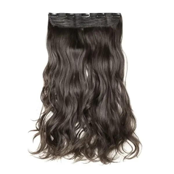 Clip-On Human Hair Extension for Women, Natural Brown Black Wavy, 14–30 Inch, 100g