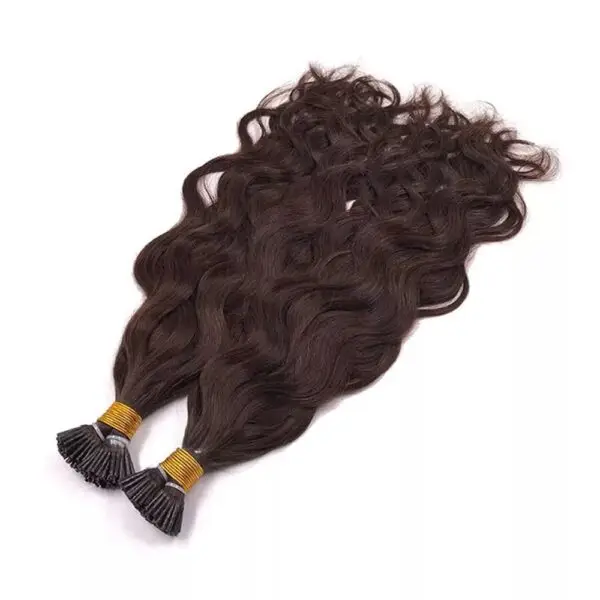 Keratin I-Tips Hair Extensions for Women | 100% Remy Human Hair | Natural Brown Wavy | 16"–30"Inches | 100 Strands - Image 4