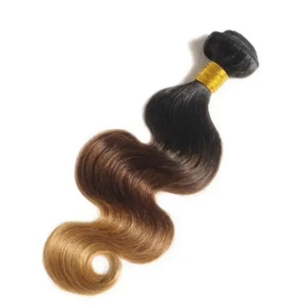 Dual Tone Weft Hair Bundles – Black + Golden Brown, 100% Human Hair