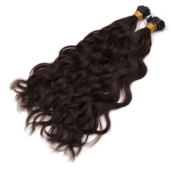 Keratin I-Tips Hair Extensions for Women – 100% Remy Human Hair, Natural Brown Wavy, 16 to 30 Inches, 100 Strands 100 Grams