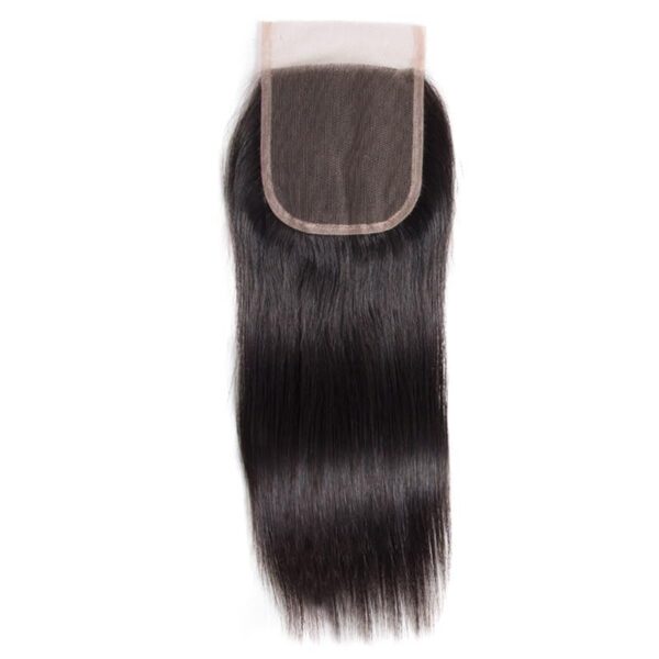 4x4 Swiss Lace Closure Virgin Human Hair Natural Black Hairpiece for Women with Thinning Hair and Baldness Coverage
