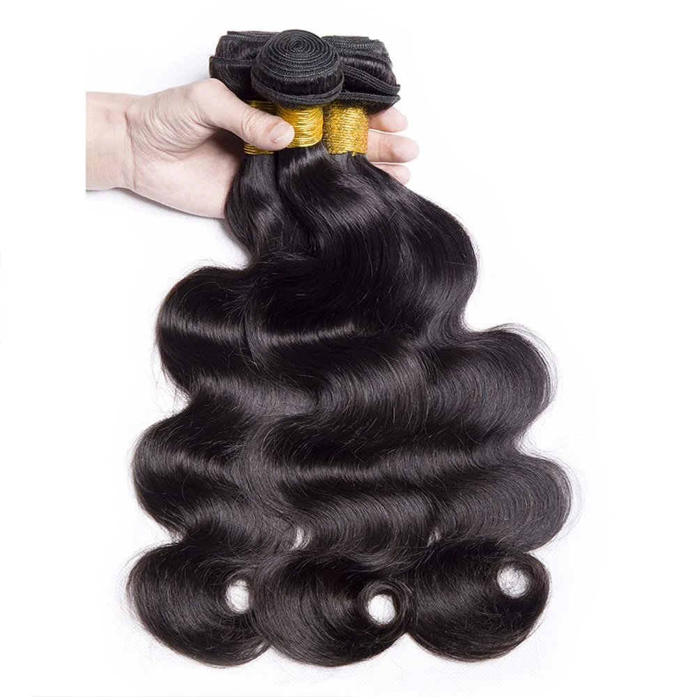 Weft Human Hair Bundles Natural Black Body Wave 100% Virgin Remy Hair for Women