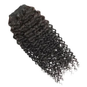 CABELLO WIGS Curly Weft Human Hair Bundle 100 Grams Deep Wavy Natural Black Remy Virgin Human Hair Front View