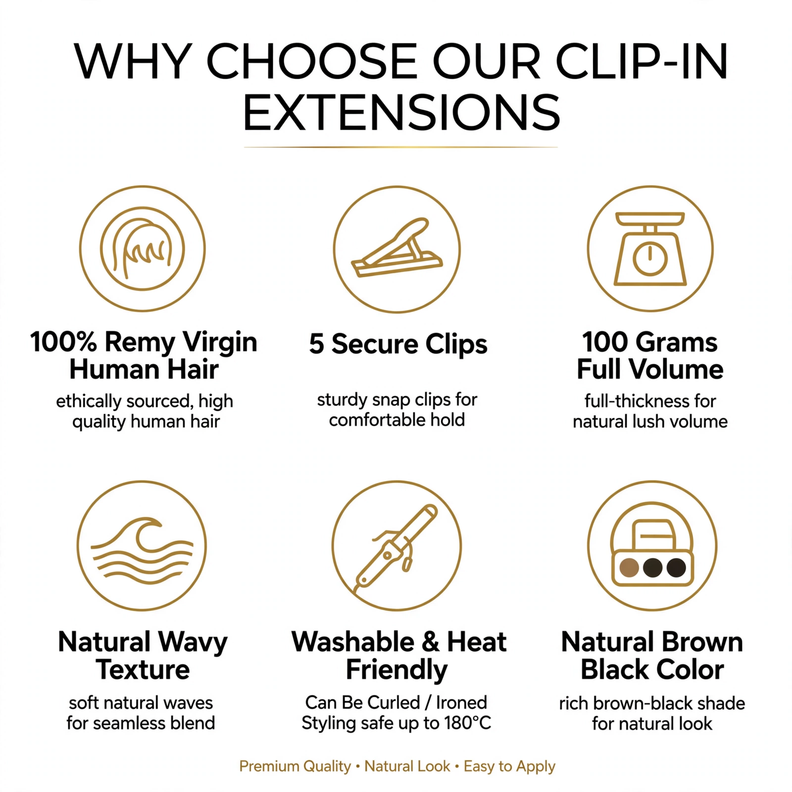 Clip in natural straight texture healthy tapered ends 100 natural human hair extensions volume
