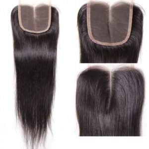 4x4 closure swiss lace 100 percent remy human hair natural black straight without clips middle part 4x4 inch transparent lace