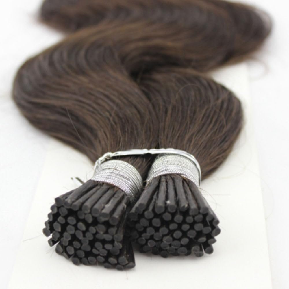 Keratin i-tip strands human hair extensions bundle italian glue 100 grams natural black brown strands for women glue
