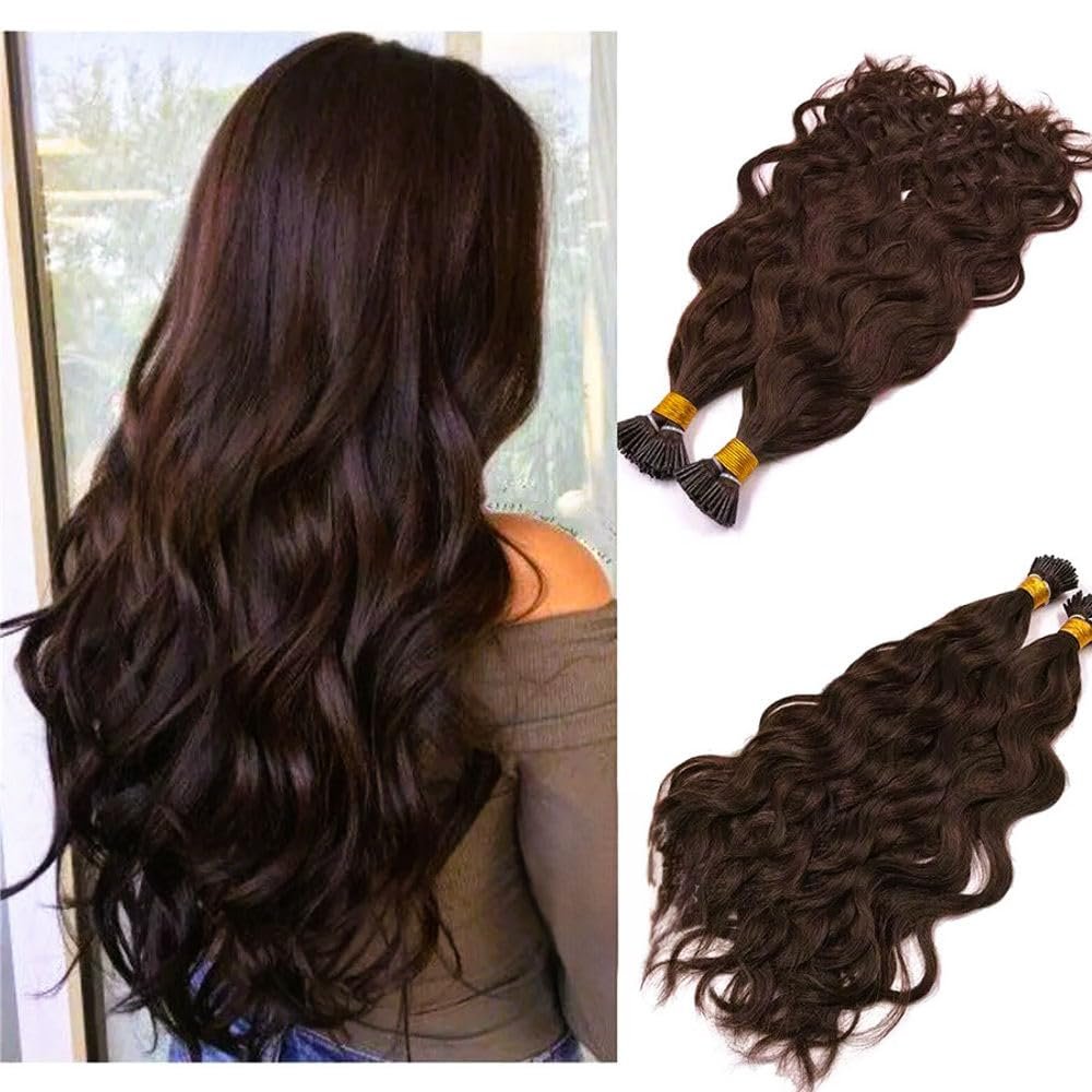 Close up detail of keratin i-tip bond tip small discreet keratin bond human hair extensions